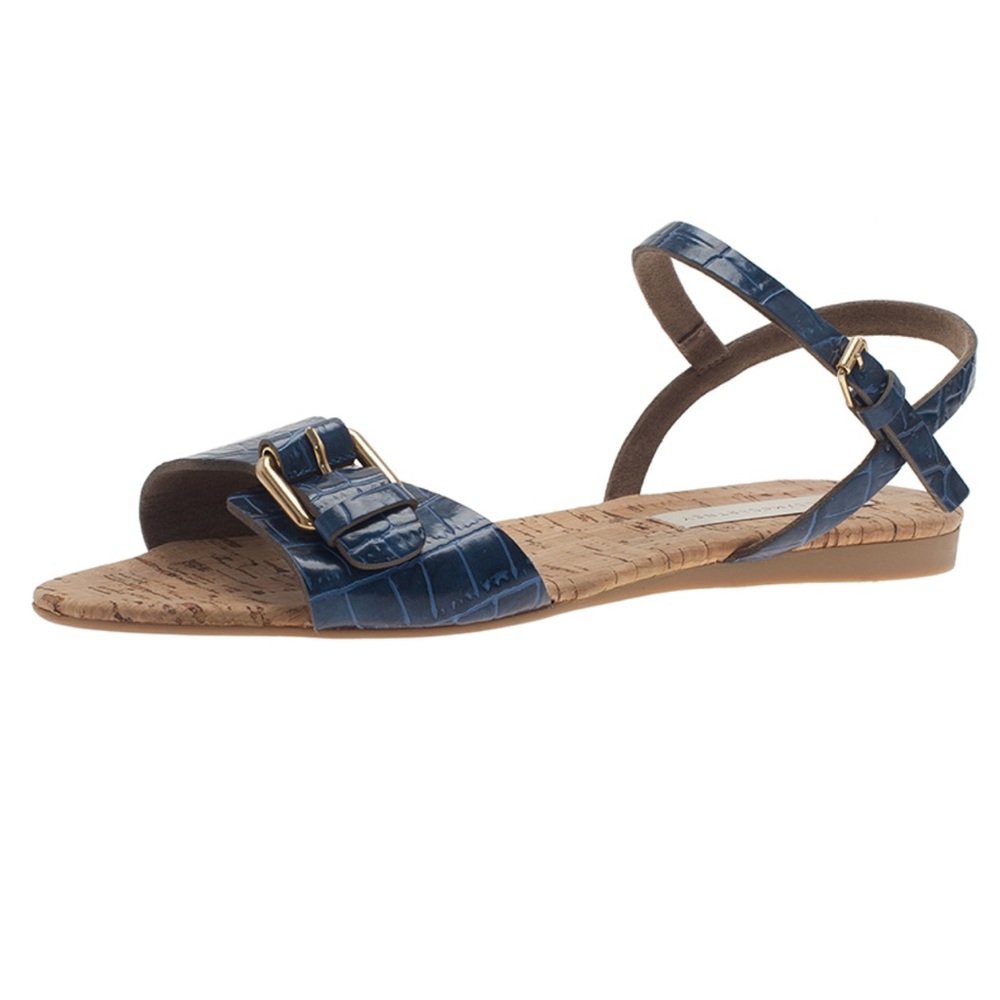 Stella McCartney Blue Faux Croc Linda Flat Sandals Size 39